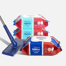 [홈쇼핑 정품] 혁명티슈 물걸레 청소포 + 밀대걸레 세트 가정용 2개 강력 1개 청소물티슈 바닥청소, 1세트