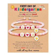 TETING GINING 2피스 다채로운 개학 첫날 데이지 플라워 비즈 카드 팔찌 세트 여성용 주얼리 단일 사이즈 클레이 보석 없음_158336