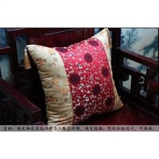 靠枕 精緻圖騰刺繡 隱形拉鍊設計 可拆洗, 紅木實木沙發坐墊靠枕海綿高密度絲綢坐墊客拆洗古色仿古