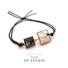 오리지널 디자인 금박 트랜스퍼 진주 팔찌 머리끈 양용 고무줄 머리띠, 업그레이드 버전