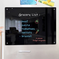 리브썸 자석 아크릴 메모보드 냉장고, 블랙 플레인