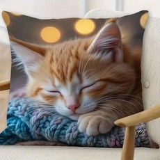 귀여운 잠자는 고양이 프린트 베개 직사각형 소파 거실 장식 쿠션 코어 창문 좌석 등받이, E. SBSA060509