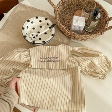 兒童韓麻棉刺繡襯衫