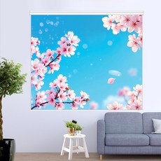 [아르테홈] 실사 암막롤스크린 (꽃3 벚꽃하늘)