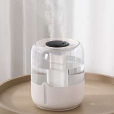 돌아라 4L 대용량 가습기 USB 듀얼분무 무드등 초음파 가습기, 베이지색