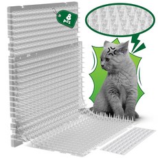 고양이용 올레라 16팩 스캣 매트 - 16 x 13인치 고양이 스파이크 매트 1인치 스파이크. 및 기타 동물을 억제하는 효과적인 기피 실내외 매트. 억제 실내 23평방피트 면적, 16x13INCH (8 PCS), Transparent