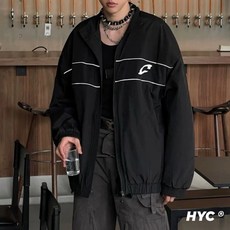 [HYC] 韓國 C字 個性 Y2K風格 尼龍防風外套 賽車風衣外套