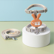 고양이 하네스 리드줄 세트 강아지 하네스 H형, 오렌지토끼, 1개