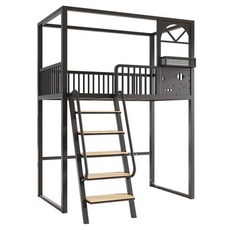 STAY 철제벙커침대 이층침대책상 침대책상 벙커침대, 프레임 구조, 클래식블랙 [사다리 스타일]