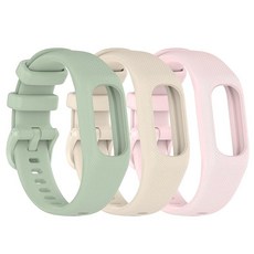 Gheper Garmin Vivosmart 5 스트랩과 호환되는 부드러운 실리콘 밴드 3개 교체용 손목 밴드 팔찌 밴드 케이스 커버 여성 남성용 스몰/라지 사이즈 1043, 민트/살구/핑크