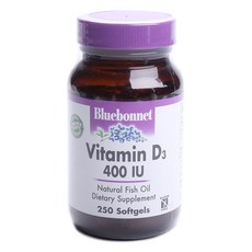 Bluebonnet 維生素D3無麩質軟膠囊 400IU, 1罐, 250顆