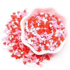 GEEKI 셀프 네일 아트 재료 장식 매니큐어 페디큐어 DIY Boxi 슬라임 스타 플라워 하트 캔디 과일 슬라이스 멀티 시리즈 폴리머 클레이 스프링클 수제 액세서리 10g, [26] white pink red heart