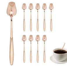 TOCCOOL 로즈 티 스푼 10개 - 우아한 디자인의 스테인리스 스틸 차 젓는 스푼 차 커피 및 디저트에 이상적 (로즈 골드) 169102