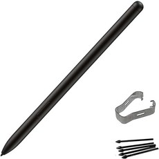 갤럭시 탭 S9 울트라 S 펜 교체품 삼성 플러스 스타일러스 교체용 블루투스 없는 (블랙) + 펜용 무료 팁 5개, 블랙
