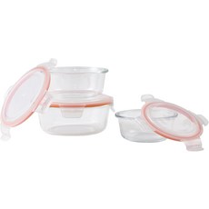 뚜껑이 있는 6피스 세트가 IMUSA 유리 식품 보관 용기 실리콘 씰이 붕규산염 식사 준비 누수 방지 밀폐 냉동실 오븐 및 전자레인지 안전, 3