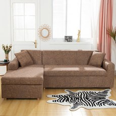 소파 커버 탄성 소파 슬립 커버 Chaise Longue 단면 코너 소파 커버 케이스 가구 1/2/3/4 Seater Housse Canapé, [04] 4-Seat 235-300cm 1PC, 색상 21, 1개