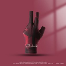 桌球臺球手套專業男女通用露指斯諾克比賽專用防滑薄款三指高彈, 檯球點點黑紅【左右手通用單隻】, 1個