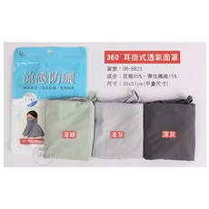 衣襪酷 涼感防曬防紫外線耳掛扣式立體面罩 旺達, 1個, 360°耳掛式透氣面罩(OB-BB25),淺綠