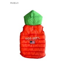 DOG DEPT. 連帽格紋羽絨背心, 1個, 胡蘿蔔,DM