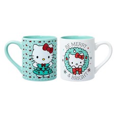 Silver Buffalo Sanrio 헬로 키티 홀리데이 2팩 세라믹 머그 세트 414ml(14온스), Silver Buffalo Sanrio 헬로 키티 홀리