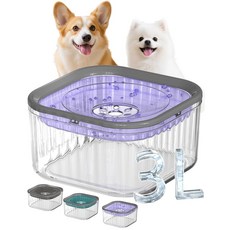 3L 개 물그릇 101 대용량 물 흘림 방지 느린 음용수 공급기 물을 튀기지 않는 애완동물 차량 운반 여행용 개밥 고양이 (청록색), rple