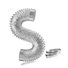 HVAC용 에어덕트 유연 알루미늄 건조기 배기 호스 (클램프 2개 포함), 은