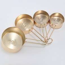 不銹鋼量匙量勺4件套烘焙計量工具 廚房小工具調味匙面粉烘焙工具烘焙模具做蛋糕餅乾工具廚具廚房用具, 仿金, 1個