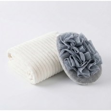 브리즈앤비 1+1 바디타올 샤워볼, 1세트, 퓨어 화이트