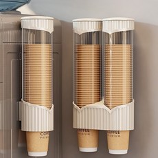 免打孔紙杯架 壁掛收納置物架 飲水機適用, 1個, 奶油色,復購99%單杯中款 【50個杯子】抽拉順