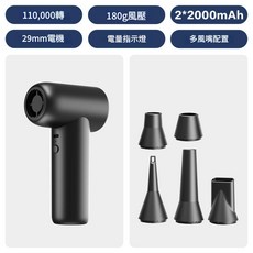 暴力吹風機 110000RPM 無刷電機 高速渦輪 家用清潔, 1個, Y1-黑色標準版,15*8.6*4.2