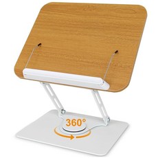 Trophable 독서용 책 스탠드 요리책 홀더 360도 회전 베이스 페이지 클립 디스플레이 레시피 악보 노트북 드로잉 태블릿용 151982, Gosknor 독서용 회전 책 스탠드, 조절 가능 &