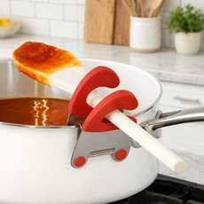 잘샀지 스텐 강력고정 조리도구 국자 거치 받침대, 레드, 2개