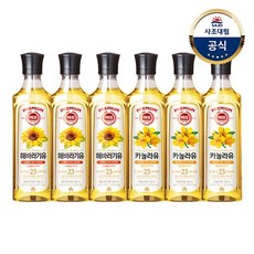 [사조대림] 해표 해바라기유 500ml x3병+카놀라유500ml x3병 (총6병), 6개