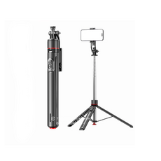 多功能藍牙自拍桿三腳架 輕巧便攜 伸縮桿 穩固支撐 遠程遙控 多角度旋轉, 黑色, 1個, TT02