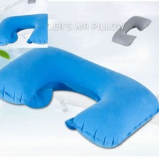십땨 간편휴대 U자형 에어 목베개 목쿠션 캠핑 여행 장시간 이동 에어베개 여행용목쿠션 사무실목쿠션 기내용목베개, U자형 에어목베개(대형 핑크)