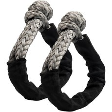 2PCS 합성 소프트 섀클 12인치 x 22인치 소프트 섀클 회색 소프트 섀클 도로 복구 로프 대부분의 차량용 오프로드 견인 섀클 37478파운드의 파괴 강도