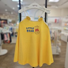 6층 아가방 2026 여름신상 바캉스룩 무더운 여름 시원하게 입을수 있는 곰돌이푸 입체귀가 달린 끈소원피스