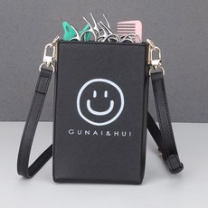 桃園出貨 美髮剪刀包 髮型師專用高級工具收納包 時尚潮流剪髮理髮包 專業美髮師挎包, 1個, 笑臉黑色, 笑臉黑色