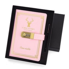 DEER A5復古密碼本 帶鎖日記本 質感PU皮革 學生記事本文具, 1個, 不帶鎖 100張200頁 ,單本裝 划算價