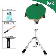 드럼패드 입문용 페달 초보자 악기 연습기 교육 타악기, 1개, 그린 드럼 + 스네어 스탠드 + 메트로놈 B