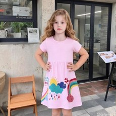 女童連衣裙 可愛卡通印花公主裙 夏季新品