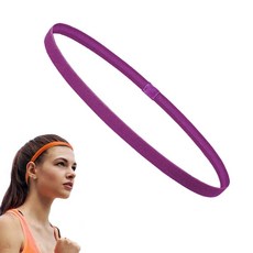 미즈코스 운동 헤어밴드 스포츠 얇은 머리띠 땀흡수 앞머리 고정 요가 필라테스 남녀공용, 2개, 진보라