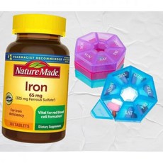 네이처로 메이드 아이언 65mg 정제 적혈구 지원 365정 365일 약 정리함 포함