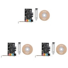 3X PCIE 사운드 카드 5.1 PCI Express 서라운드 3D 오디오 카드가 높은 직접 사운드 성능 및 브래킷이있는 PC 용 3D 오디오 카드, 검은색, 01 black