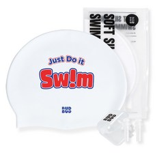 [3종세트] 버드버드 소프트 실리콘 수모 시그니처 수영모자, 1개, 저스트-화이트