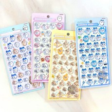 3D 입체스티커 먼작귀 치이카와 우사기 드롭 스티커 폰꾸미기, 1개, 옐로우+블루+화이트