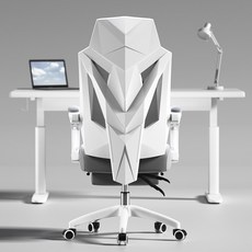 Arcbliss 침대형 리클라이너 특대형 고급 중역 사무용 메쉬 컴퓨터 의자, 화이트+그레이