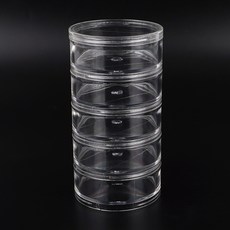 혜문추천샵 원형케이스 5단 대형 소품정리함 사탕포장 비즈통 플라스틱약통 휴대용약통케이스