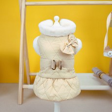 강아지패딩 원피스 애견 패딩드레스 강아지 겨울옷, 베이지 (2211), 1개, 베이지