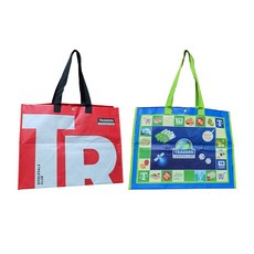 T STANDARD 트레이더스 타포린 장바구니 2개 세트 (52cm x 33cm x 42cm), 레드+화이트 블루+그린